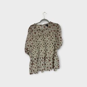 torrid Cream Blouse with Red Floral Print